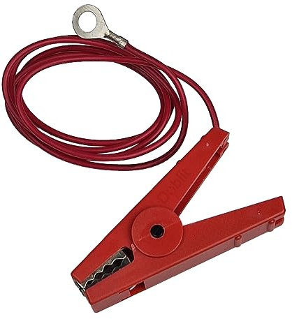 Replacement Live and Earth Connection Leads For Electric Fence Energiser | Red & Green | Fence and Ground Spares | 100cm Insulated Cable with Crocodile Clip | M8 Eyelet | Stainless Steel Teeth (Red)
