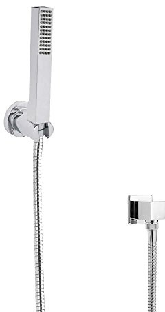 MILANO Square Hand Shower Handset Wall Bracket Outlet Elbow Chrome | Brass & ABS Construction. Silicone Nozzles. Wall Mounted Design. Contemporary Style. Suitable For All Plumbing Systems.
