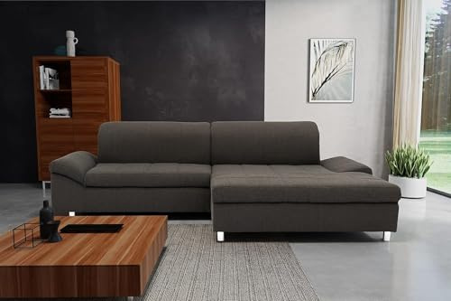 DOMO. collection Ecksofa Mika, Longchair rechts, L-Form, anthrazit