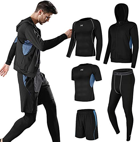 Superora Män Gym Löpkläder 5 st Set Kompression Gym Kläder Set