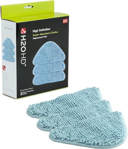 H2O HD 3X Chiffons Corail - Chiffons H2O HD Super absorbants, Paquet de 3 - Accessoires pour Nettoyeur Vapeur H20 HD pour - Nettoyage des sols, des Tapis et des Tissus d'ameublement