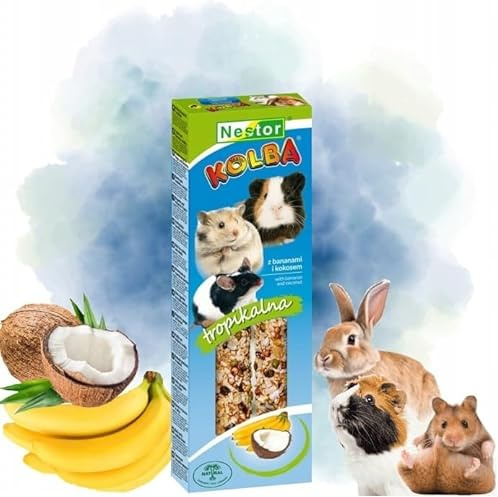Twin Pack Hamster and Rabbits Two Sticks Food EXOTIC Flavor 115g Guinea Pig Rat Mouse Gerbil Rodents Small Animal Pet Vegetable Tropical Foods Snacks Treats with Hooks