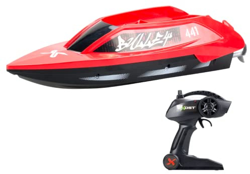 EXOST Bateau Télécommandé Rouge - Rocketwave 2,4 Ghz - Batterie Rechargeable - Jouet pour Enfant 5,6,7,8,9,10 Ans