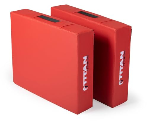 Titan Fitness Red Silencer Drop Pad Set, Weightlifting Drop Pads, 6in Crash Cushion Pads