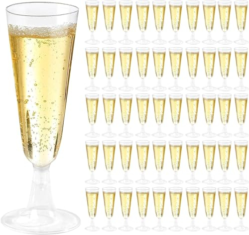 LWAIX Copas de Cava y Champán de Plástico 160 ml Reutilizables para Fiestas, Bodas, Cumpleaños y Picnics 27Pcs (Transparente)
