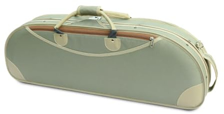 yinfente Custodia per violino 4/4 a forma di mezzaluna, leggera, con igrometro, tracolla, imbottitura gialla crema, verde, custodia per violino (verde)