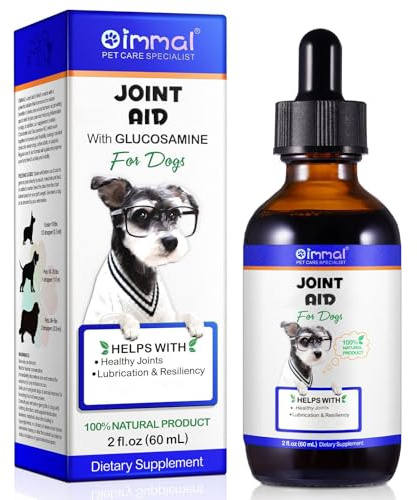 Joint & Hip Supplement with Glucosamine for Dog, Joint Aid Liquid Drops with Chondroitin & Turmeric Oil for Joints Comfort & Mobility Support, Pet Supplement for Older & Stiff Dog, Beef Flavor - 60 ml