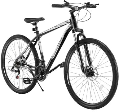VEVOR Mountainbike MTB-Fahrrad (73,66 cm) mit 21 Gängen, Komfortsattel, Doppelscheibenbremsen, Rahmen aus Aluminiumlegierung, Sportfahrrad für Männer und Frauen, Trail Snow