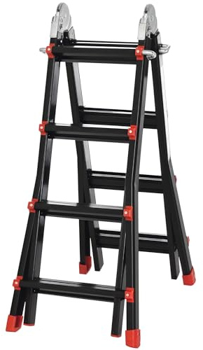 HOMCOM Scala telescopica pieghevole, 4 m, in alluminio, antiscivolo, telaio ad A, telescopico, portata fino a 150 kg