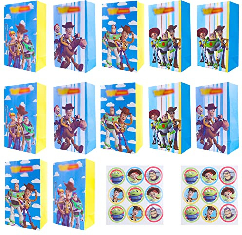 12 Pcs Buzz Sac Cadeau, Buzz Sac Cadeau Anniversaire, Story Sac Cadeau Enfant Sacs Papier, Story Sacs Fête, Sac Bonbons Anniversaire, Sac Bonbons Enfant