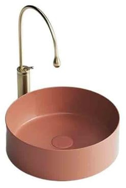 XUJUAN-0227 Fregadero de baño Lavabo de cerámica Redondo pequeño for baño, 45 x 15 cm, sobre encimera, for tocador