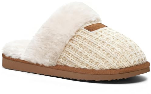 Litfun Fuzzy Memory Foam Slippers for Women Indoor Outdoor House Shoes