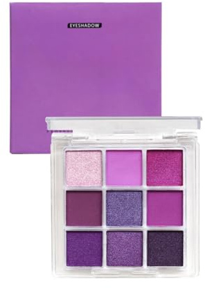 9 Colors Purple Eyeshadow Palette - Eye Shadow Pallets For Women With Glitter Matte Mix - Highly Pigmented Glitter Eyeshadow - Long Lasting Waterproof Lilac Violet Eye Shadows For Women Makeup