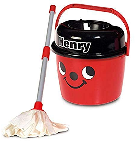 Casdon Henry Mop & Bucket, Branded Toy Cleaning Set for Children Aged 3+, Features Henry’s Cheeky Face for Lots of Cleaning Fun!