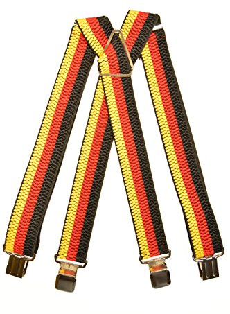 Olata slitstarka Klassisk X-form-hängslen med extra starka klämmor. Landsfärger, 4 cm