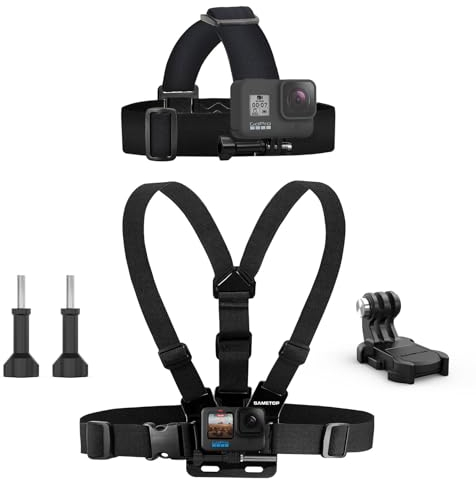 Sametop Kopfhalterung Brustgurt Brusthalterung Kopfgurt Zubehör Kompatibel mit GoPro Hero 13 12 11 10 9 8 7 6 5 4 Session Max DJI Osmo Action Kameras