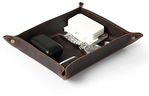 Londo Echtleder Leder Taschenleerer - Vide Poche - Ledertablett Organizer, Praktische Aufbewahrungsbox - für Geldbörsen, Uhren, Schlüssel, Münzen, Handys und Büroausstattung