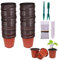 Huvai 100 Pcs 4 (10CM ) Plastic Seedlings Plants Nursery Pots with 100 Pcs Waterproof Plastic Plant Tags and 2Pcs/Set Transplanting Digging Mini Tools