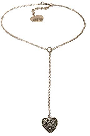 Alpenflüstern Trachten-Y-Halskette Trachtenherz - Damen-Trachtenschmuck Dirndlkette antik-Silber-Farben DHK233