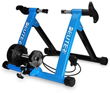 Riscko Rodillo Bicicleta Azul con Cable para Ajuste de Resistencia Magnética. Para hacer Ciclismo en interior o exterior con bicicletas de montaña y carretera
