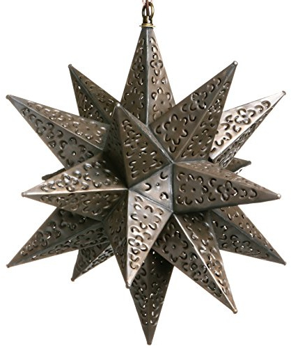 16 Inch Moravian Hanging Tin Star Light - Flower Cut