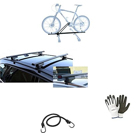 Compatible avec Peugeot 406 SW 5P 1998 Barres de toit pour toit de voiture 110 cm + porte-vélos de toit pour 1 vélo, barre pour vélo de route aussi bien hautes que basses