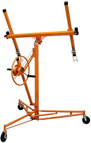 Drywall Lifter Plaster-Board Hoist Plaster-Board DIY Jack Tool Sheet 16ft Reach 68kg Lifting Capacity 10cm Caster Wheels Mobile Lockable Heavy Duty Foldable Commercial Equipment Tool Building