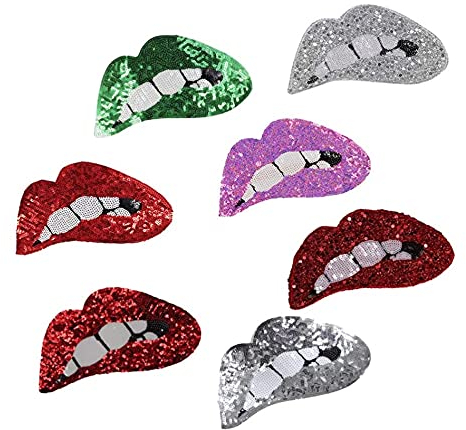 LIXBD Lot de 7 patchs à coudre ou à repasser pour vêtements - Paillettes - Paillettes - Broderie - Motif à paillettes - Couleur : image 1 - Taille : 26,5 x 14,5 cm