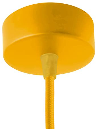 Amarcords - Rosone Lampadario in metallo, coprifili per lampada completo di accessori fermacavo viti e staffa da soffitto. Diametro 77mm altezza 26mm colore SENAPE