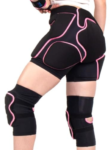 BelugaDesign Padded Shorts Knee Set | Damen Wintersport Ski Snowboard 3D Impact Pad | Verstellbare atmungsaktive Schutzausrüstung Po Hüfte Knieorthese