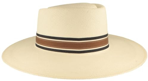 Breiter Sombrero Panamá Original para Mujer Sombrero de Paja de Ecuador Sombrero de Verano Bolero Tradicional Tejido a Mano Protección UV 50+