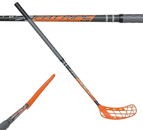 FAT PIPE Floorball Schläger Unihockey Stock 'Zack 33 Bone ORANGE' - IFF Zertifiziert (Linke Hand Oben (Rechtsauslage), Schaftlänge 82 cm (Gesamtlänge 92 cm))