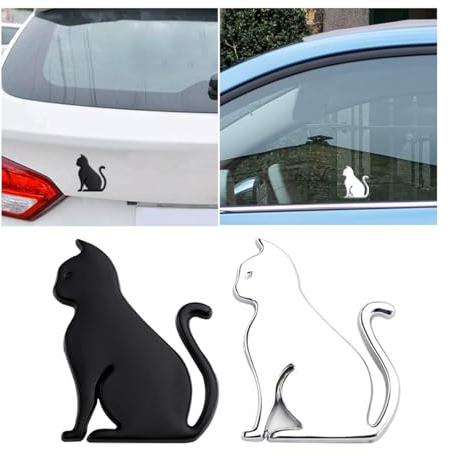 JNNJ 2 Pezzi Adesivo Decorativo per Auto Modello Gatto in Lega Di Zinco, Decalcomanie Belle per Moto