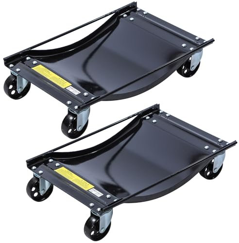 KATSU Tools 2 Stück Rad Rangierheber 1,5 Ton Tragkraft, Mobile Reifenplattform Wagenheber Rangierbrett Autowerk Rangierhilfe Auto PKW Rangierroller