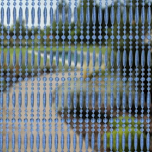 Trente Cortina de Cuentas – Diferentes tamaños y Colores, mosquitera para Puerta de balcón, Cuentas Anti-Insectos, Cortina Anti-Moscas Azul Zafiro 90 x 200 cm