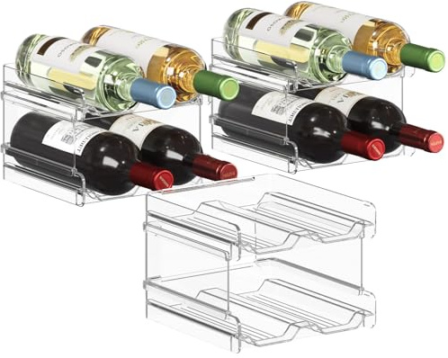 Lifewit Plastic Stackable Wine Rack for refrigerator, Cabinet, Countertop,Wine Bottle Holder, Water Bottle Organizer for Fridge, Pantry, Hold 12 Bottles