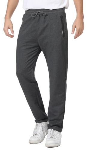 JustSun Pantalon Chandal Hombre Algodon Deporte Jogger Pantalones con Cremallera Bolsillos