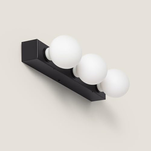 LEDKIA LIGHTING Lampe Murale Salle de Bain Métal 3 Spots Aizkra Noir E27