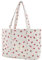 Damen Kord Groß Handtasche Tote Bag Shopper mit Reißverschluss für Bücher Reisen Alltag Schule Arbeit Einkauf (Beigestrawberry, One size)