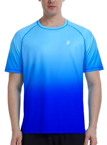 Roadbox Men's SPF 50+ Swim Rash Vest Short Sleeve, UV Sun Protection Shirts Quick Dry, Watersports Breathable Tops for Diving Surfing Running Sport