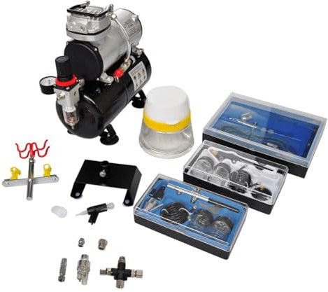 Juroupi Compressore Aerografo 3 Pistole Filtro Manometro Fusibili Kit Airbrush-140284