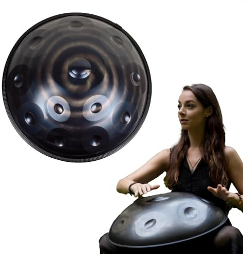 Handpan Drum Steel Hand Pan, 9/10/12 Notes Hand Drum In D Kurd Minor, 432 Hz Handpan Drums Percussion Instrument Steel Handpan Drum, With Handpan Bag, 2 Mallets And Hand Drum Stand(Q2,12Notes)