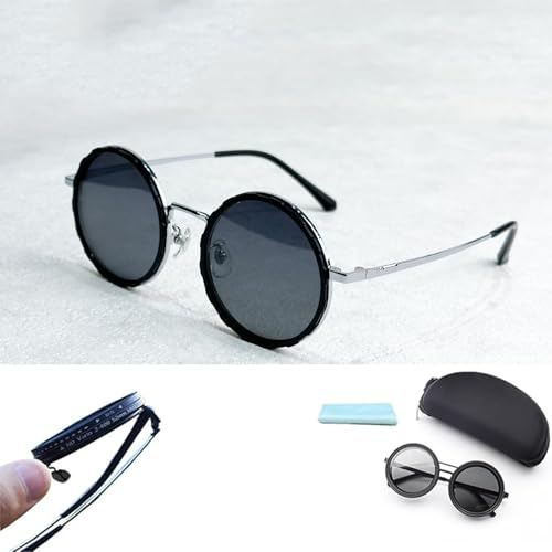 ERHNGL 1-9 Ingranaggi Arrotondati di Bicchieri Polarizzati con Lenti da Filtro Nd, Occhiali da Sole A Tinta Regolabili, per Uomini alla Spiaggia di Pesca Ombreggiata Silver