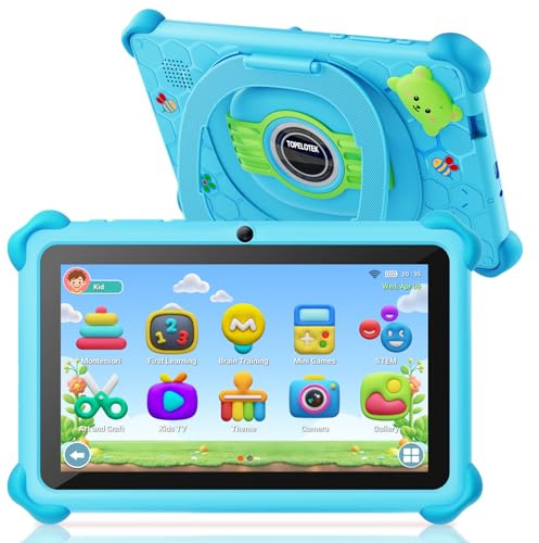 Kids Tablet for Toddlers, Children’s Tablet for Kids with WIFI Dual Camera Touch Screen Kid Edition APP Installed Tablets Shockproof Case Parental Controls 3-7 Year Toddler Boys Girls Gift (Blue)