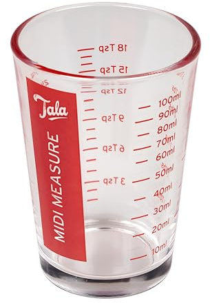 Tala Glass Midi Measuring Cup, 100ml, Measures in ml, Tbsp, TSP & Fl oz, Small Glass Measuring Jug for Liquids & Dry Goods, Easy-to-Read, Dishwasher Safe