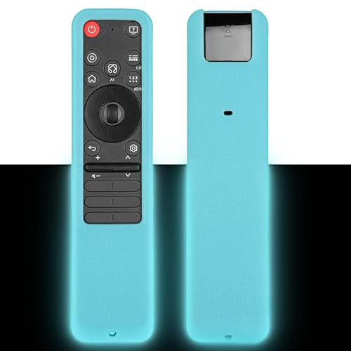 Funda para Mando a Distancia de Silicona Compatible con LG MR25GA TV Voz Magia AI Mando a Distancia Cubierta Protectora a Prueba de Choques con Cordón (Azul Fluorescente)