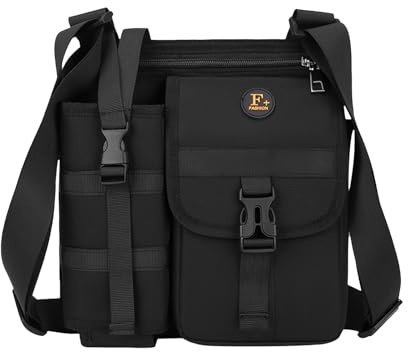 Erconsso Bolso De Hombro Para Hombre | Correa Ajustable Con Portabotellas | Mochila Hombre,Para Senderismo Escalada Trabajo Ciclismo Equitación Desplazamientos Caza Acampada