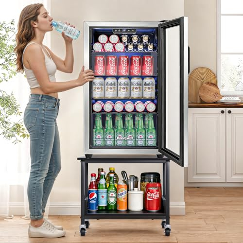 Mini Fridge Stand Hold Up to 350 lbs Mini Fridge Stand with Storage, 2-Tier