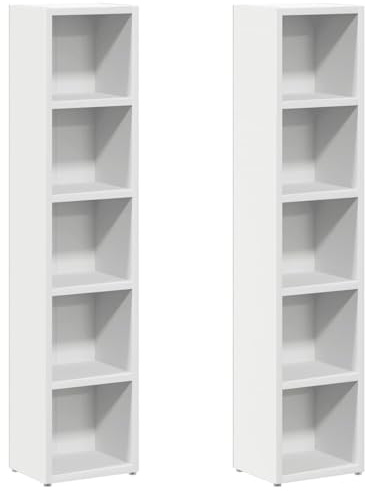 Gecheer Scaffali porta CD 2 pezzi bianchi in legno multistrato, dimensioni 21x16x93,5 cm, per organizzazione