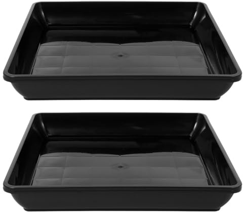 Genérico Bandejas de Drenaje para Macetas 2 Piezas, Bandejas de Plástico Rectangulares Engrosadas, Base para Plantas Interior y Exterior, Soporte para Jardinería y Bonsáis